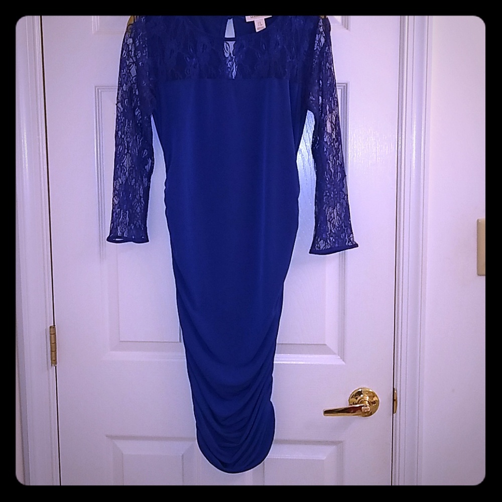 Motherhood Maternity Lace and Ruched Dress